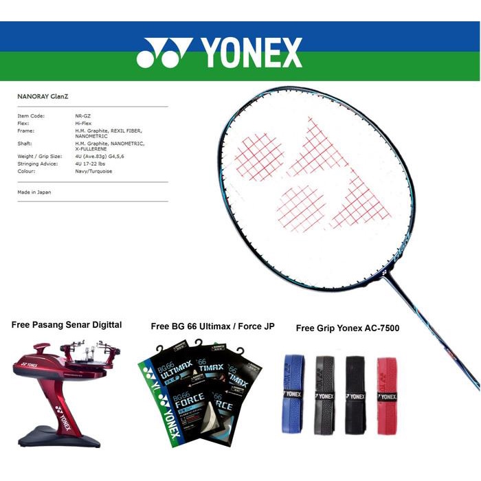 Raket Yonex Duora 8 Xp Pasang Senar Bg 66 Grip Original