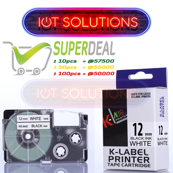 Label Tape 12mm XR-12WE Compatible Printer Casio KL-120 KL-820 KL60 EZ