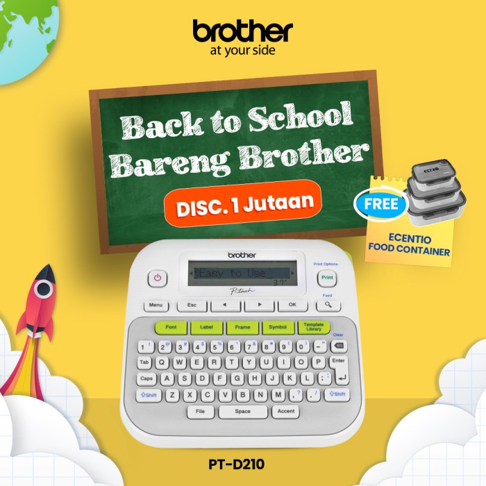 Brother Printer Label PT-D210 Pembuat Label / Label Maker