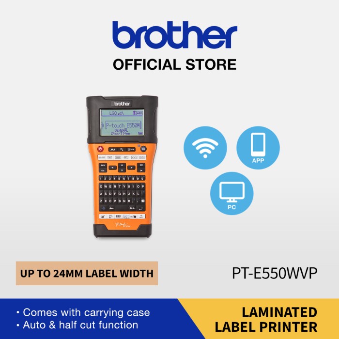Brother Label Printer PT-E550W Handheld Wireless Cabling PTE550W