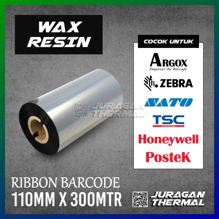 Ribbon Barcode Wax Resin Ukuran 110 X 300 Meter / 110x300 M TERLARIS