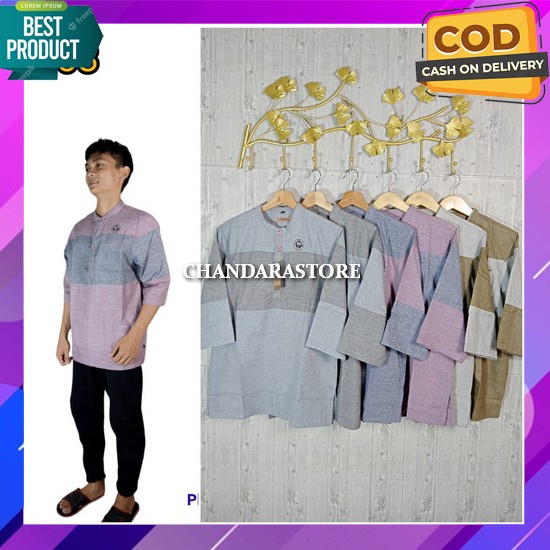 Koko Muslim Pria Dewasa 2023 Baju Lengan Panjang Pendek Terbaru Atasan Cowo Modern Hari Raya Atasan 