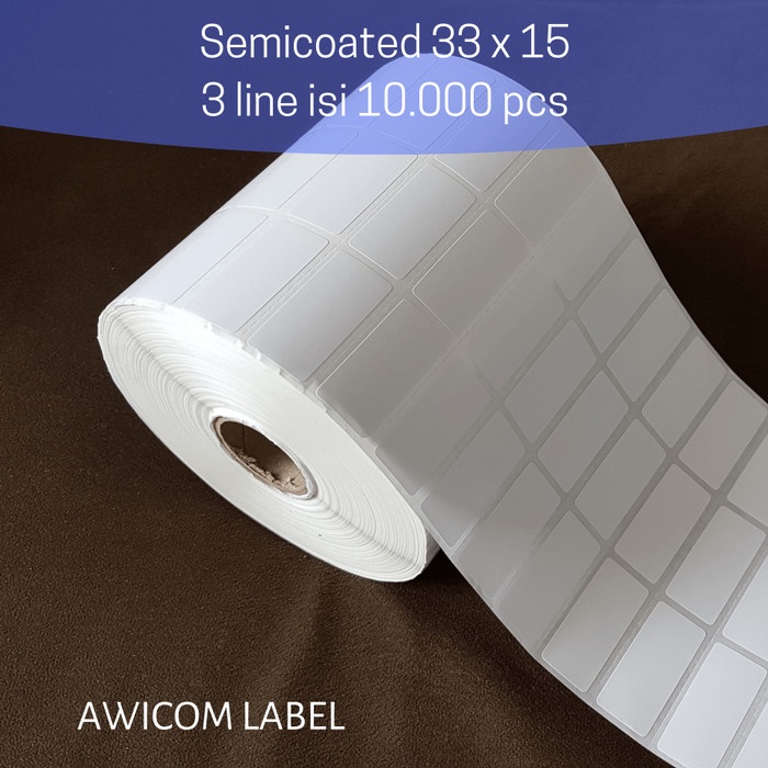 Label Barcode Semicoated 33x15 33 x 15 mm 3 line core 1" isi 10000