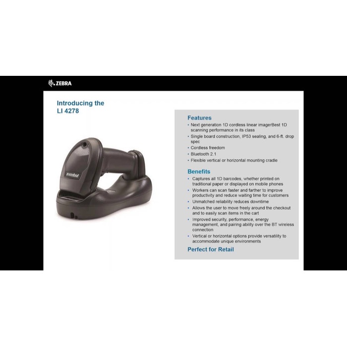 ZEBRA Li-4278 Wireless Barcode Scanner Symbol Li4278 Motorola Li4278