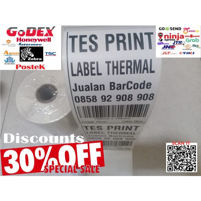 STIKER LABEL THERMAL UK A6 100 x 150 MM 100x150 RESI ONLINE SHOP