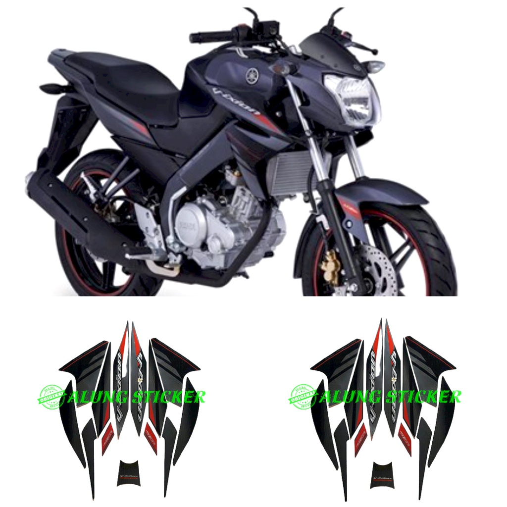 STIKER STRIPING LIS LES BODY MOTOR YAMAHA VIXION TAHUN 2014 WARNA FULL HITAM 1SET STANDAR
