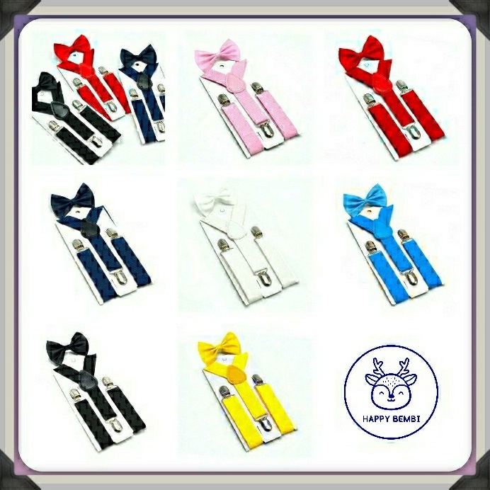 ㅡ Suspender Dewasa Pria Suspender Anak Laki Laki Cowok , Bonus Dasi Kupu / Suspender Tali Jojon Susp