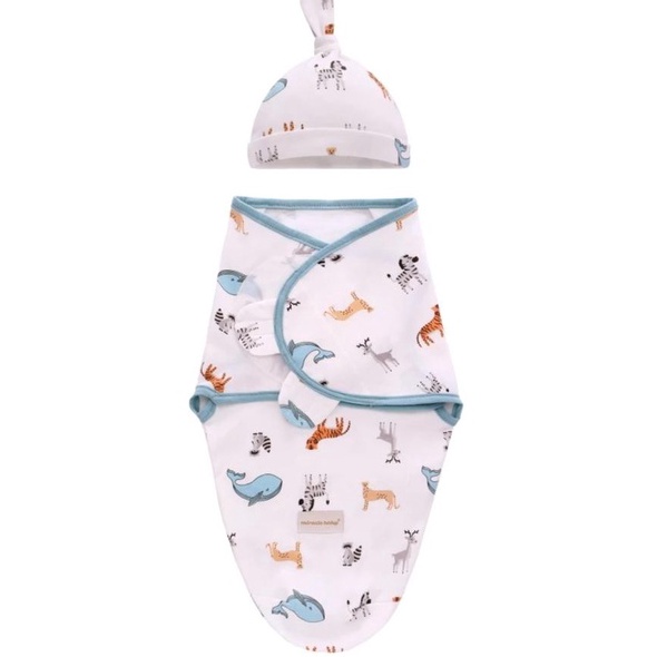 ✓ Bedong Instan Set Topi Bayi / Bedong Swaddle Wrap Bedong Tidur Bayi ⇬