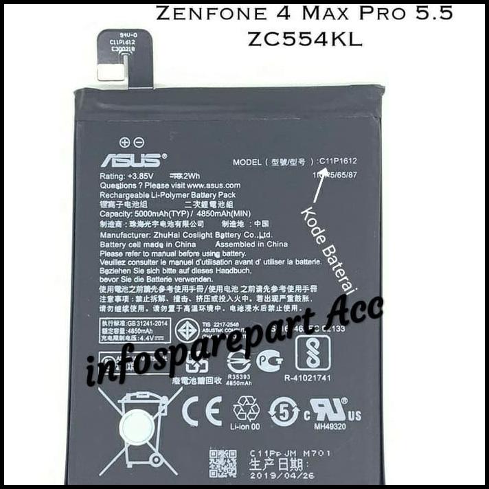 Terlaris Baterai Asus Zenfone 4 Max Pro Zc554Kl / Batery Batre Zenfon 4 Max Pro