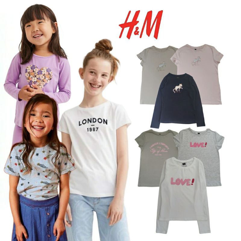 H&M Tshirt Shortslevee & Longsleeve for Girls/Kaos HnM Lengan Pendek dan Lengan Panjang untuk Anak P