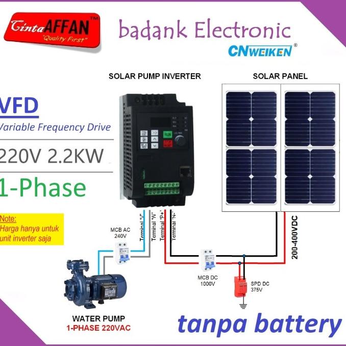 Solar Water Pump Inverter 1-Phase 2.2Kw 3Hp 10A Output 220Vac Vfd