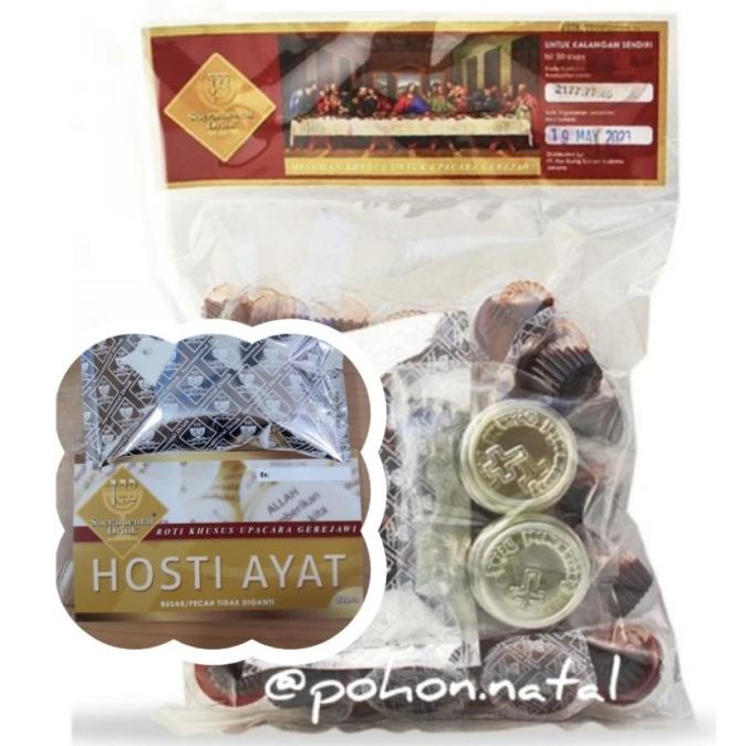 

Anggur Cup Ros Gung + Hosti ayat kecil Roti Perjamuan Kudus isi 50