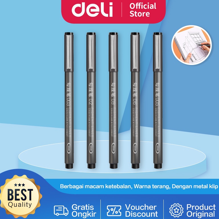 

Terlaris Deli Pigment Liner / Drawing Pen / Pulpen Spidol Gambar Dengan Klip Metal S591 S591A M50 ➤