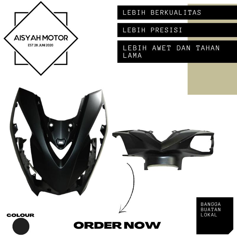 Batok Depan Cover Dasi Tameng Honda Beat FI Deluxe Warna Hitam Doff Tahun 2020