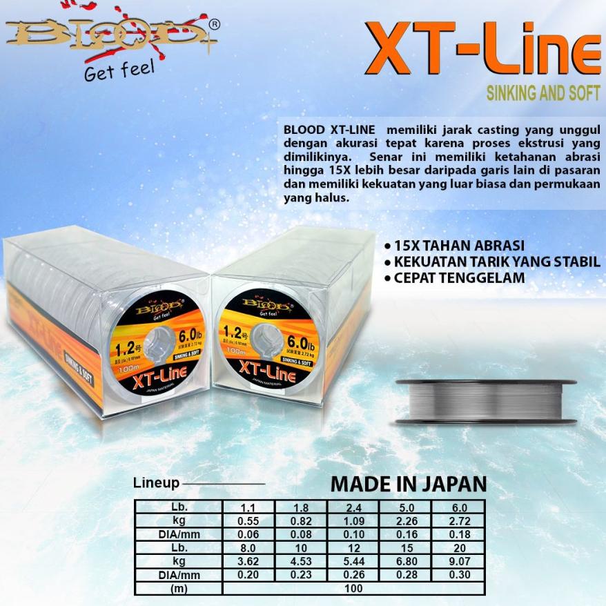Terbaik Senar Pancing Blood Xt Line Fishing Line Japan 100M