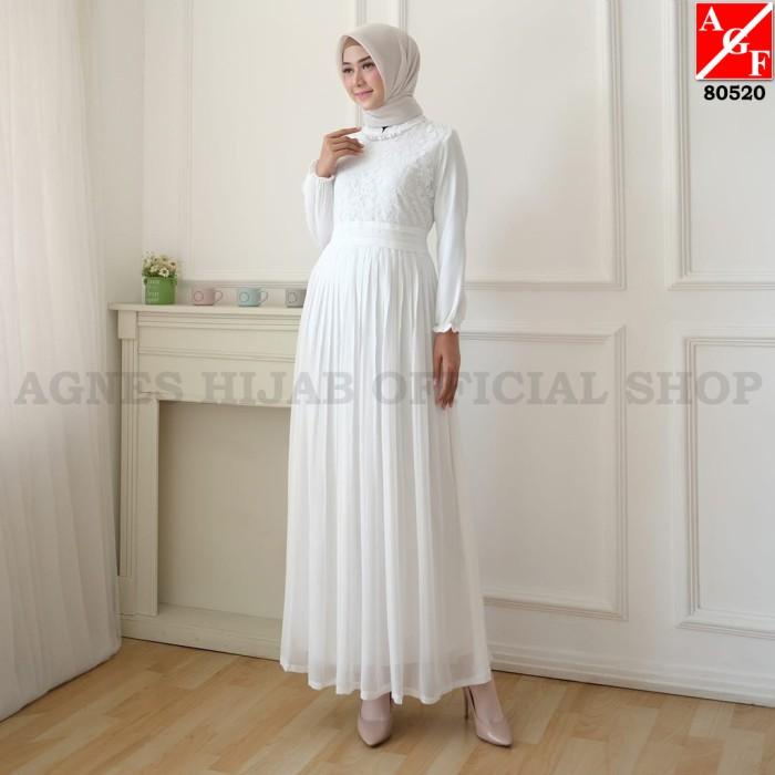 TERLARIS - AGNES BAJU GAMIS WANITA GAMIS BRUKAT GAMIS PUTIH BAJU MUSLIM #80520