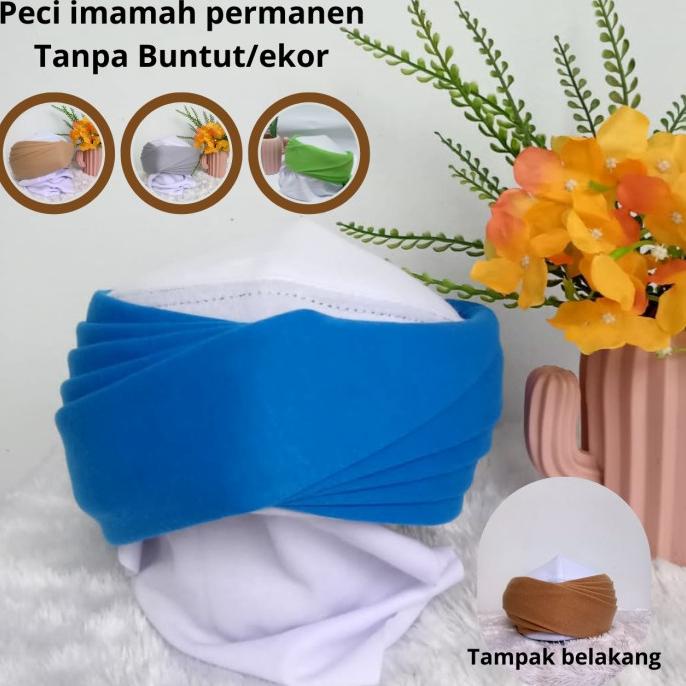 Peci Imamah Permanen Tanpa Buntut 5 tingkat I Sorban Permanen