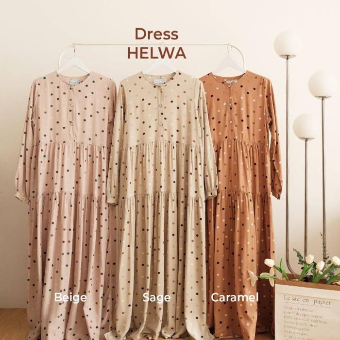 TERLARIS - HELWA DRESS POLKADOT BY GREENISM GAMIS SYARI POLKA RAYON VISCOSE ADEM