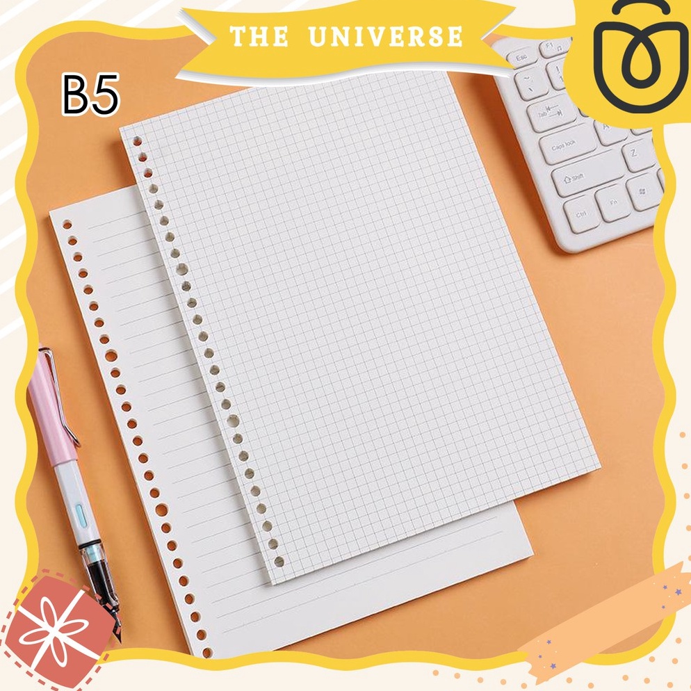 

[ER7] [THE UNIVERSE] 100gsm 26 Lubang Isi Binder B5 Polos Bergaris Refill Kertas Binder Loose Leaf - ST013 hyjll