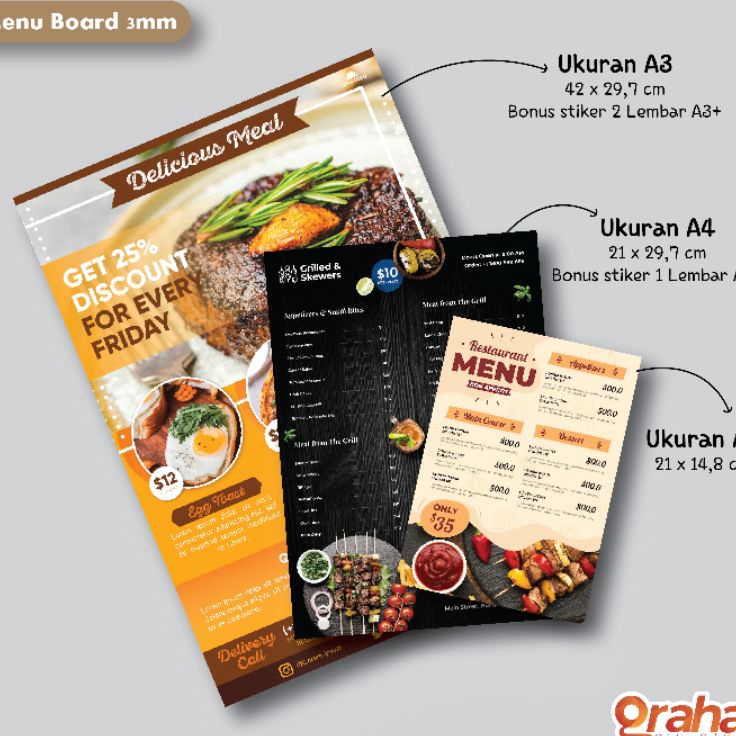 

✼Grosir✰➢ Cetak Daftar Menu Board / Papan Menu / Menu Resto B44 ❉