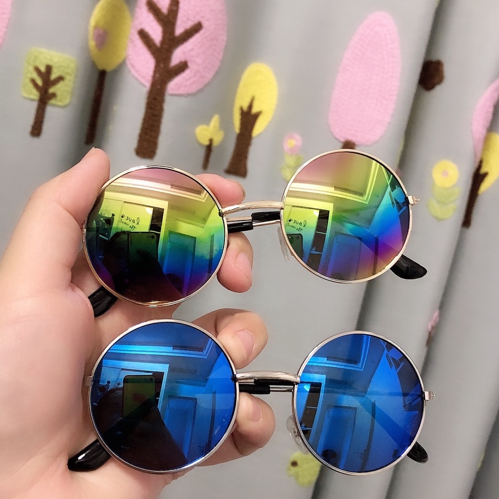 ゔ Boboho Kacamata Bulat Anak Laki Laki  Sunglasses Lensa Hitam Kaca Mata Bulet 2 3 Tahun Gaya Murah 