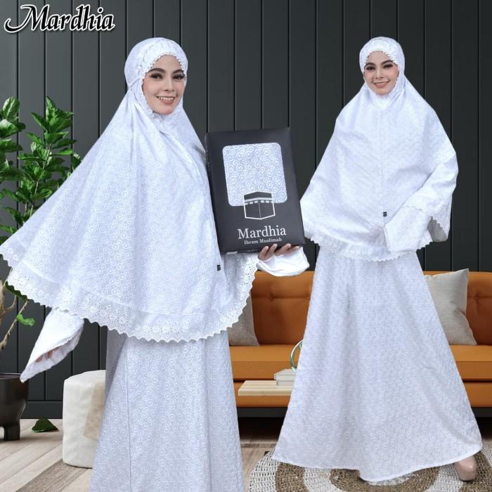 TERLARIS - BAJU IHROM WANITA GAMIS PUTIH UMROH LENGKAP FULL BORDIR