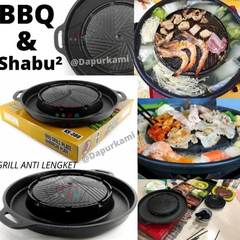 Panggangan BBQ Grill Plate Panci Shabu 2in 1 Bulgogi / BBQ Electric dan Kompor promo