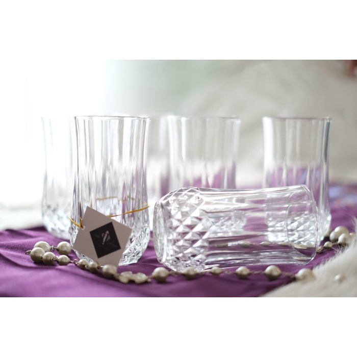 Gelas Kaca / Gelas Mewah / Gelas Kristal / Gelas Pesta Set 6 Gelas
