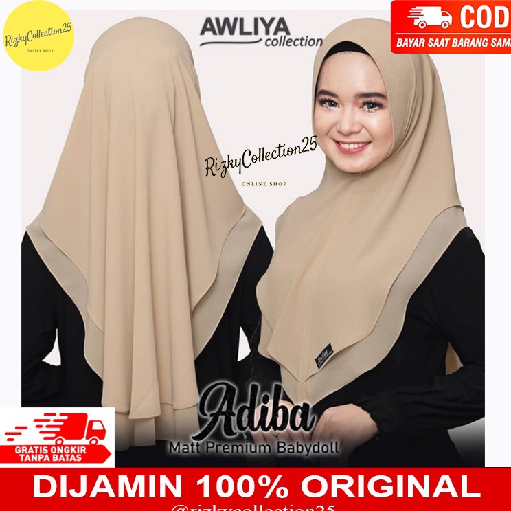 Stock Banyak TERMURAH KHIMAR AWLIYA ADIBA / KHIMAR 2 LAYER / KHIMAR AWLIYA TERBARU/ JILBAB ORI AWLIY