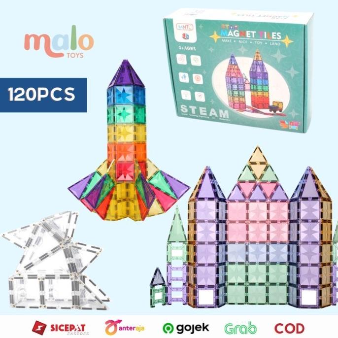 MNTL Star Magnetic Tiles 108 120 PCS PASTEL TRANSPARENT CLASSIC Toys