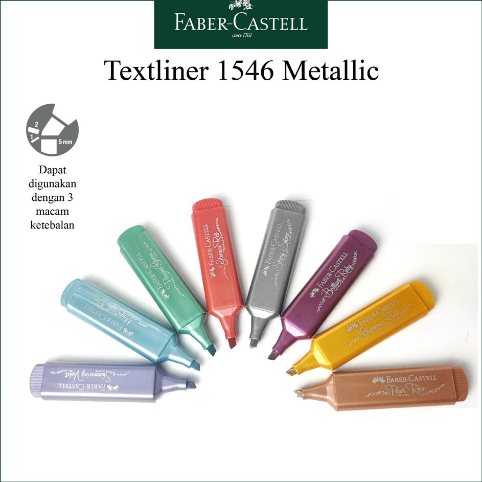 

❉Terkini Textliner 46 Metallic Faber Castell Metalik 8 Warna Highlighter 097 ☈
