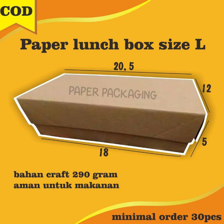 

[PROMO BDH0] Paper Lunch box ( isi 25 pcs )Packaging kotak Kemasan Makan Makanan Packaging dus nasi size L Ayam Geprek ZKS