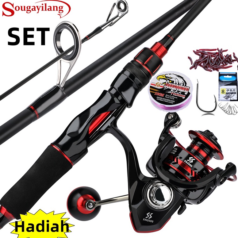 PALING DICARI Sougayilang Joran Pancing Set 1.8m/2.1m Joran Dan 2000-4000 Reel Pancing Power Handle 