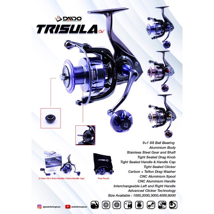 NEW SERIES REEL PANCING DAIDO TRISULA SW UKURAN 1000 2000 3000 4000 6000 ORIGINAL