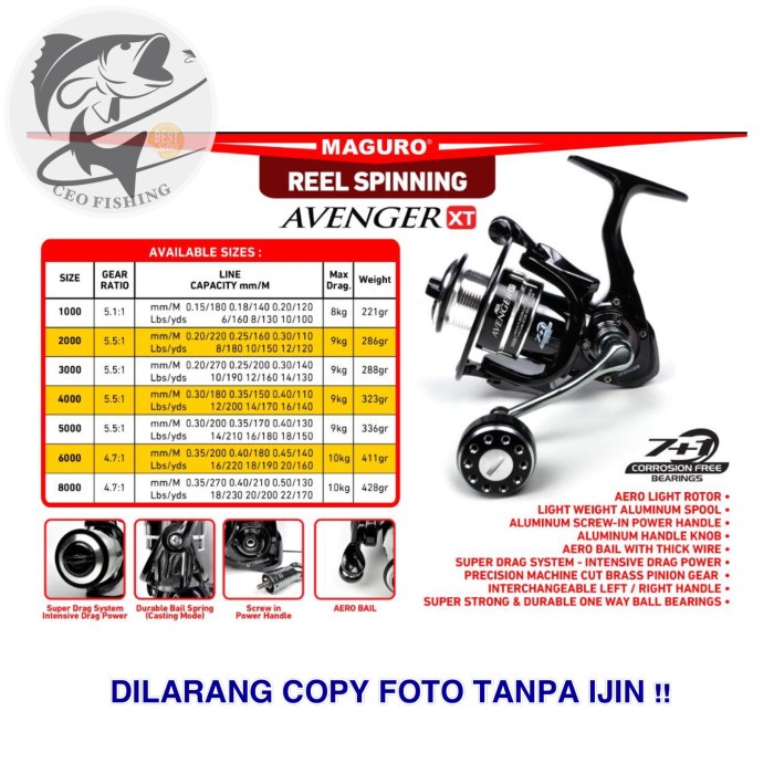 NEW SERIES REEL MAGURO AVENGER XT 1000 S/D 8000 ORIGINAL