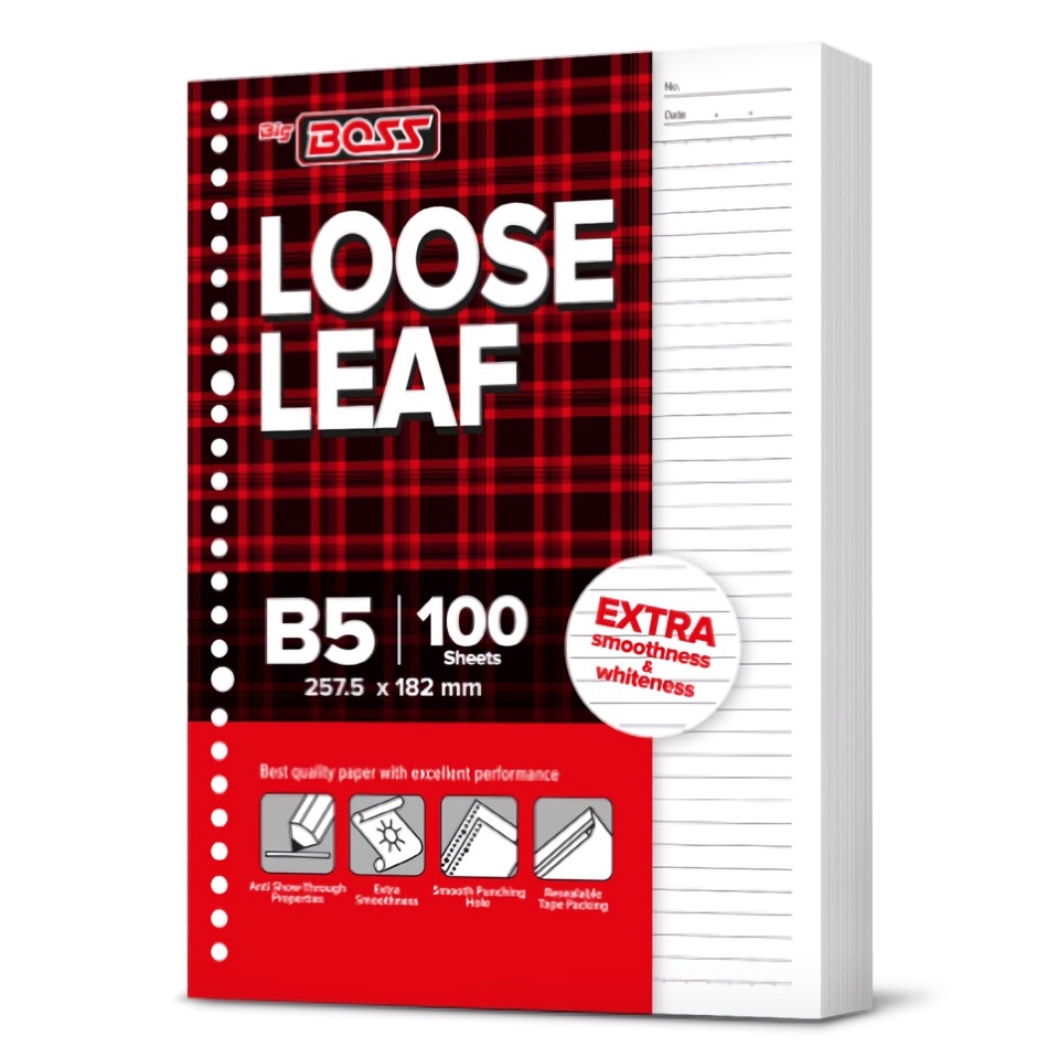 

Now Mall Loose Leaf Bigboss / Isi Binder Ukuran B5 Isi 100 Lembar Bergaris 150