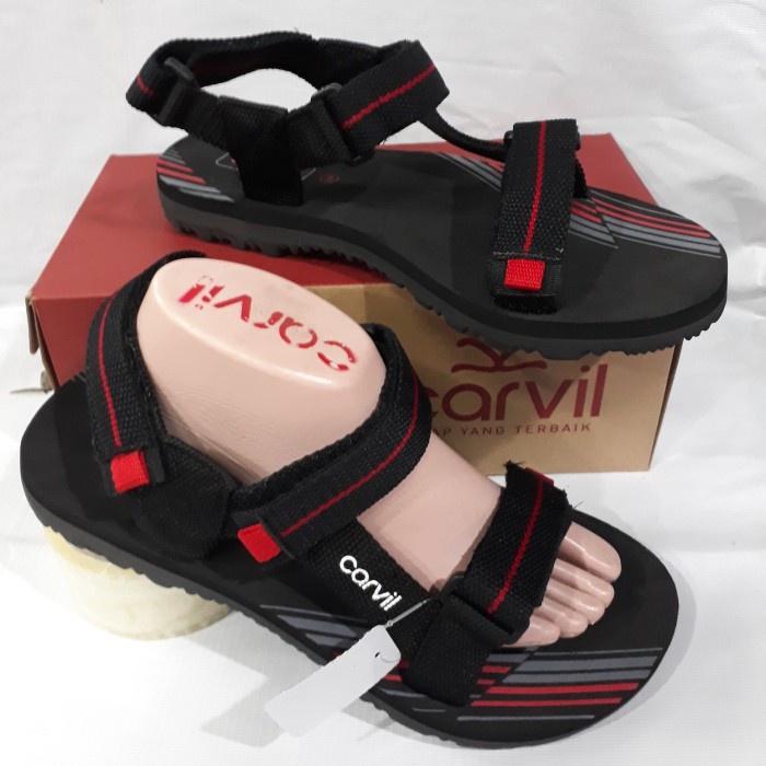 sandal gunung pria terbaru Carvil graha original hitam