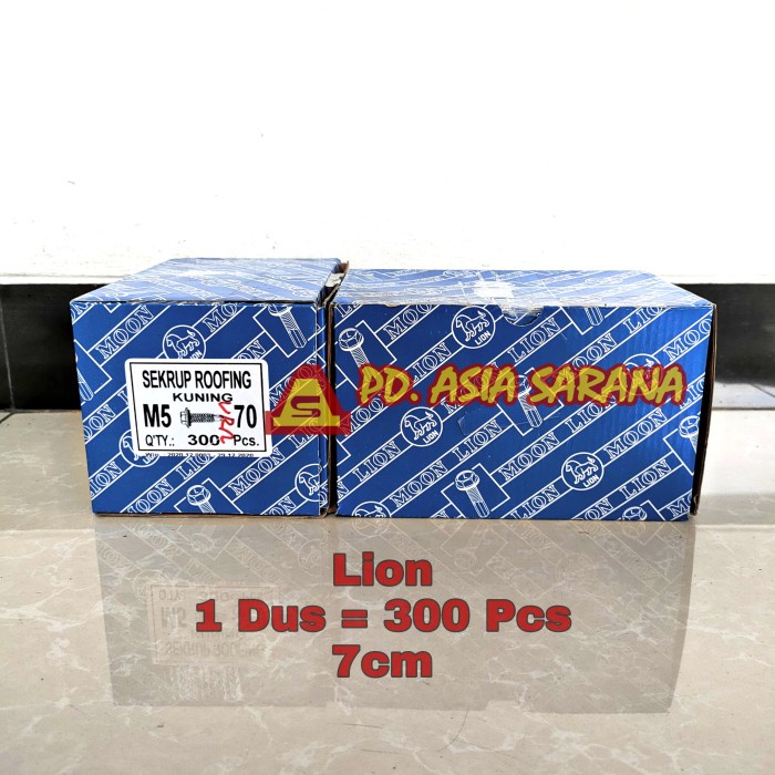 [1 Dus LION] Paku Roofing Kuning 7cm / Skrup Holo Baja Sekrup Ruping