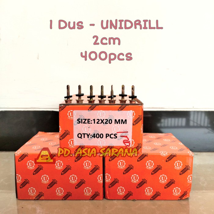 [1 Dus UNIDRILL] Paku Roofing Kuning 2cm Skrup Holo Baja Sekrup Ruping