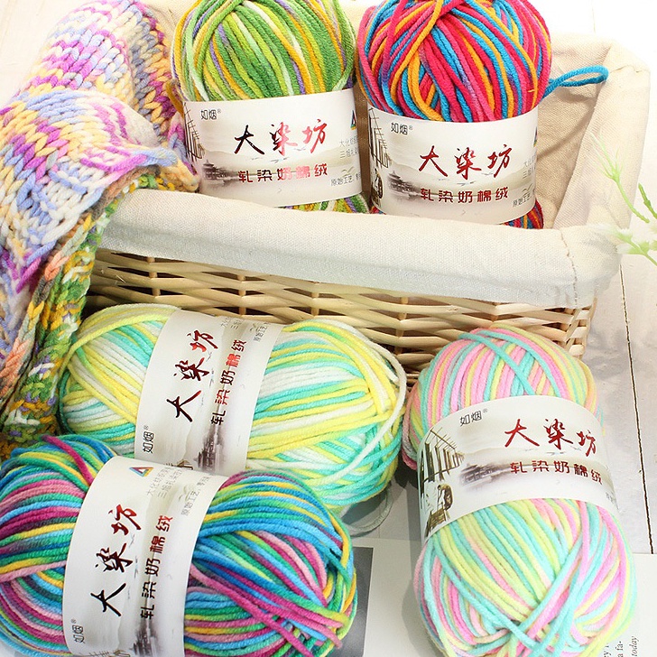 Grosir benang rajut katun sembur import/5 ply 47 Colors Mixed Job Knitting Crochet Milk Super Soft B