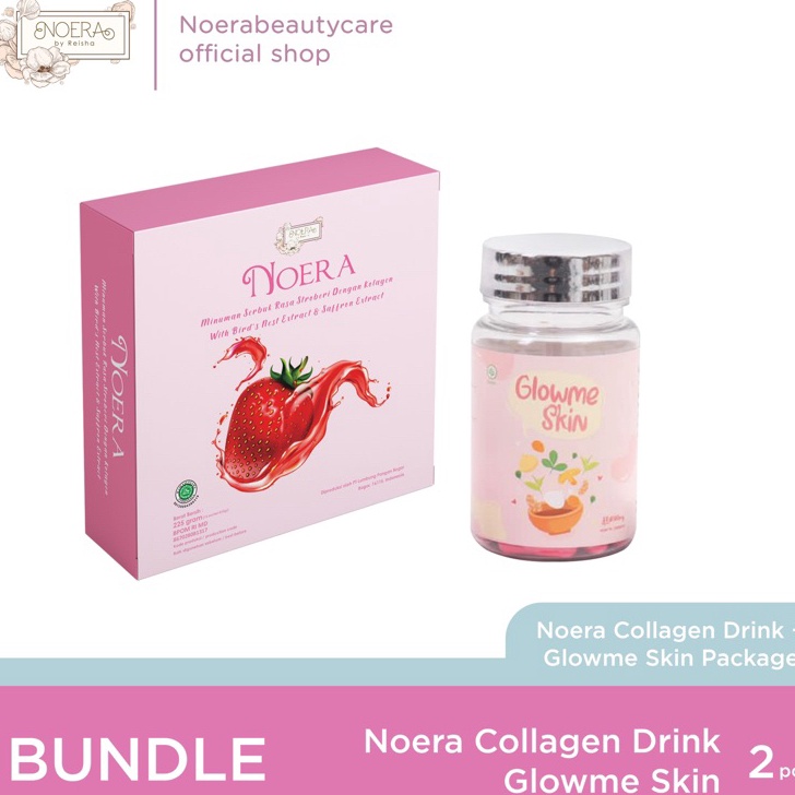 ➞✸✿ Bundle Noera Collagen Drink Strawberry & Noera Glow Me Skin | Minuman Kolagen Glutathione Pemuti
