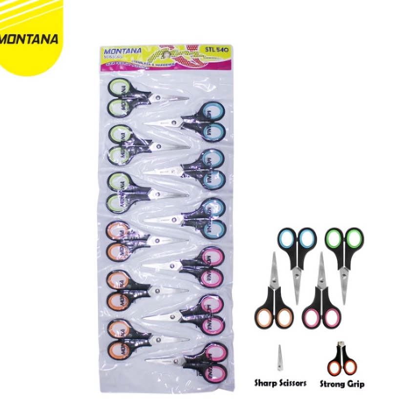 

➽Best❊➻ Gunting Kertas / Scissors Stainless Steel Ukuran Kecil 12Cm STL-540 Montana (1 Lusin) K48 ✼