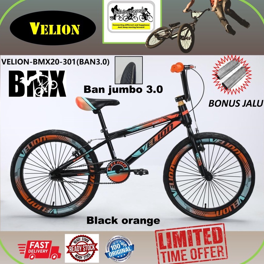STOK TERBATAS Sepeda BMX 20" VELION - SALVO Ban 20 x 3.0 dan 2.40 untuk anak 9 tahun sampai remaja BONUS JALU