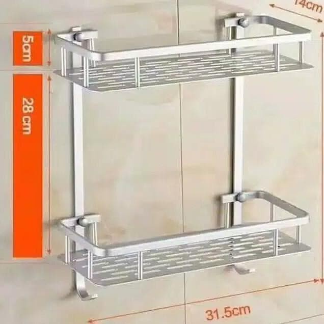 Terlaris Rak Kamar Mandi Tempat Peralatan Perlengkapan Mandi Aluminium 2 Susun