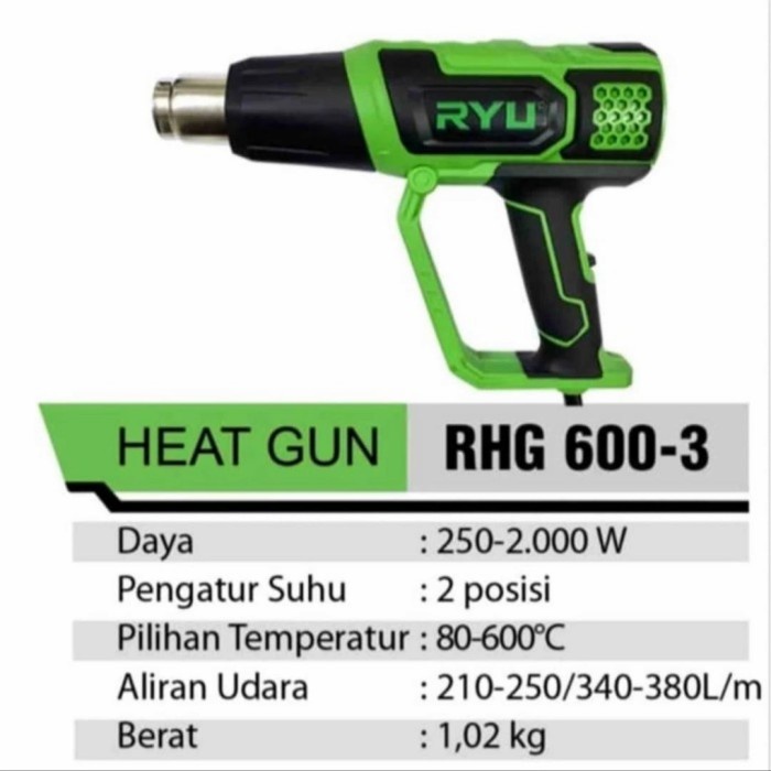 Ryu Rhg600-3 Hot Gun Rhg 600-3 Heat Gun Mesin Pemanas Rhg 600 - 3 Ori