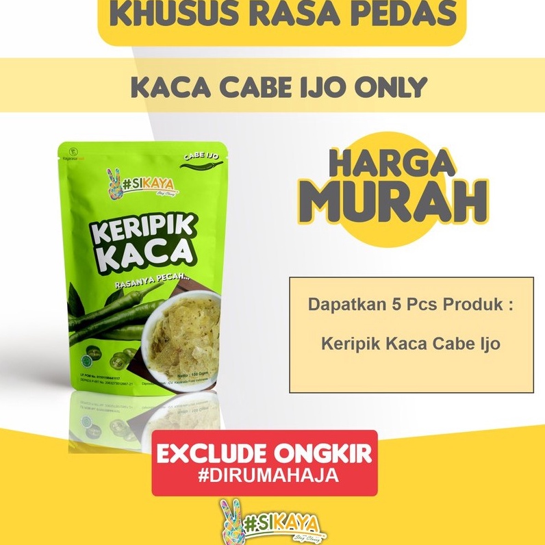 

Ready Stok Paket Keripik Kaca/Keripik Beling Pedas Cabe Ijo Only -Sikaya Big Sale