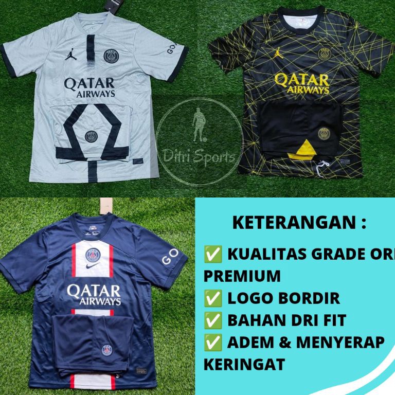 CHEKOUT Setelan Jersey PSG Home Away 3RD 2021 2022 2023 Fullset Satu Set Grade Ori Import Baju Bola 