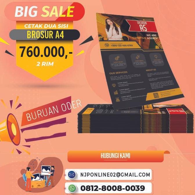 New Cetak Brosur A3 (1 Sisi) 2 Rim / 1000 Lbr ||Bahan Art Paper 120 Gr Limited Edition