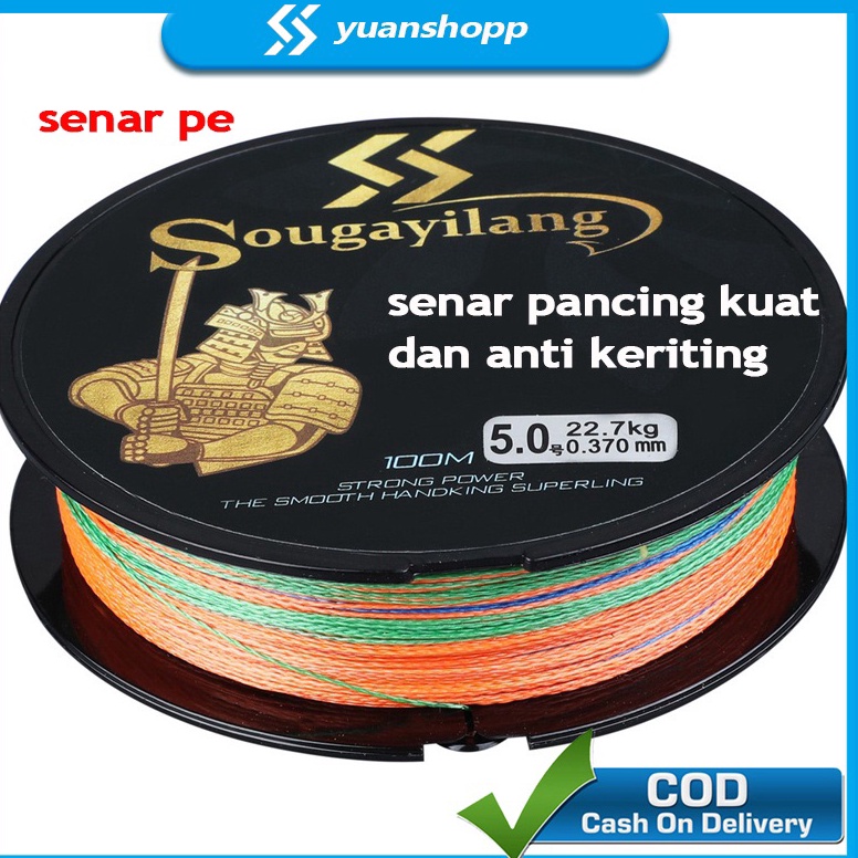 TERMURAH senar pe 4 Colors 100M PE Fishing line Senar Pancing 4 Braided Fishing Line 12LB-40LB senar