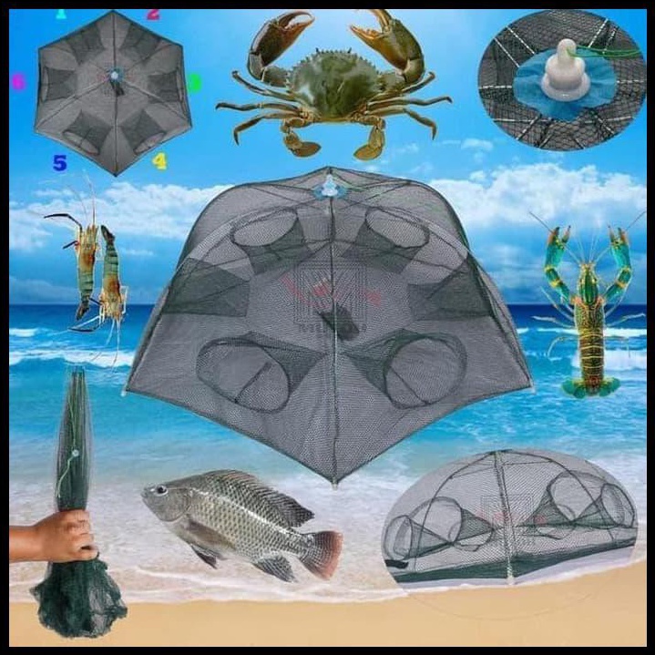 PALING LARIS Payung Bubu Jaring Jebakan Perangkap Udang ikan Kepiting Model Payung 8 Lubang